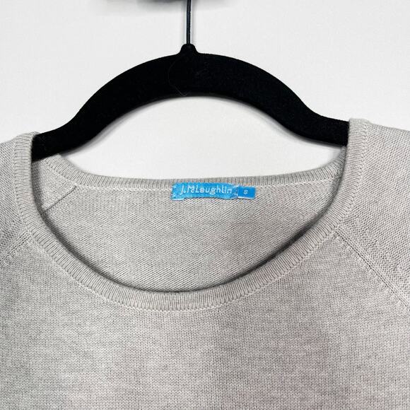 J McLaughlin Small S Gray Cotton Cashmere Crew Neck Pullover Sweater Stitch - Picture 5 of 7